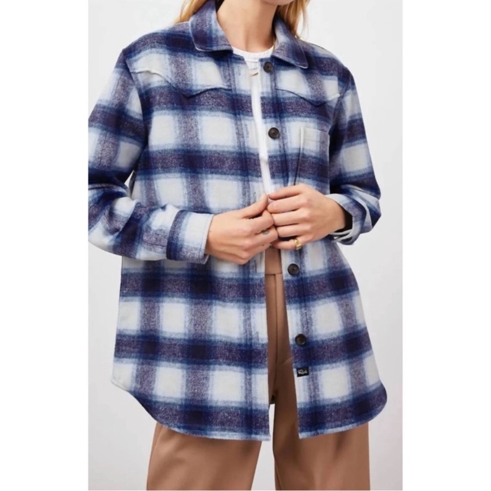 Rails Tripp Flannel Plaid Shirt Jacket XL Blue Western Shacket Cozy Country Warm - Picture 1 of 16